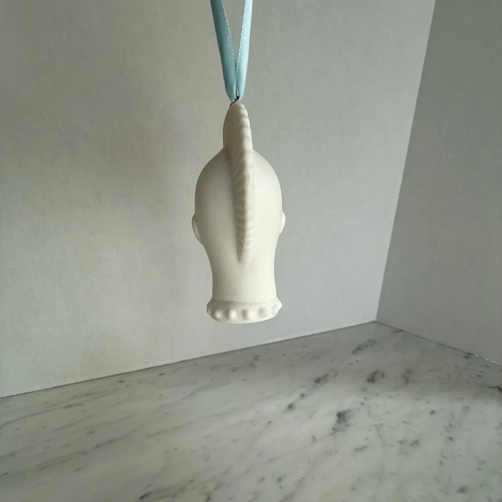 Jonathan Adler White Matte Porcelain Mohawk Ornament